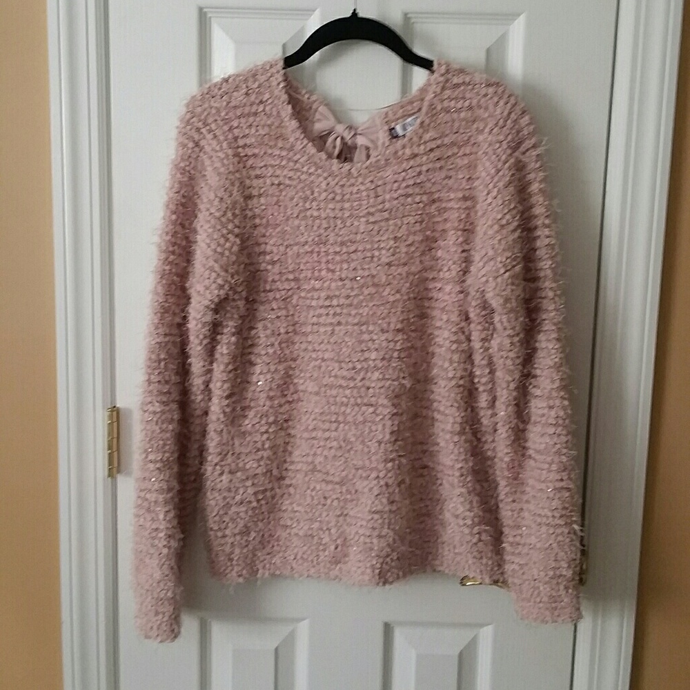 Jennifer Lopez Blush Color Fuzzy Sweater